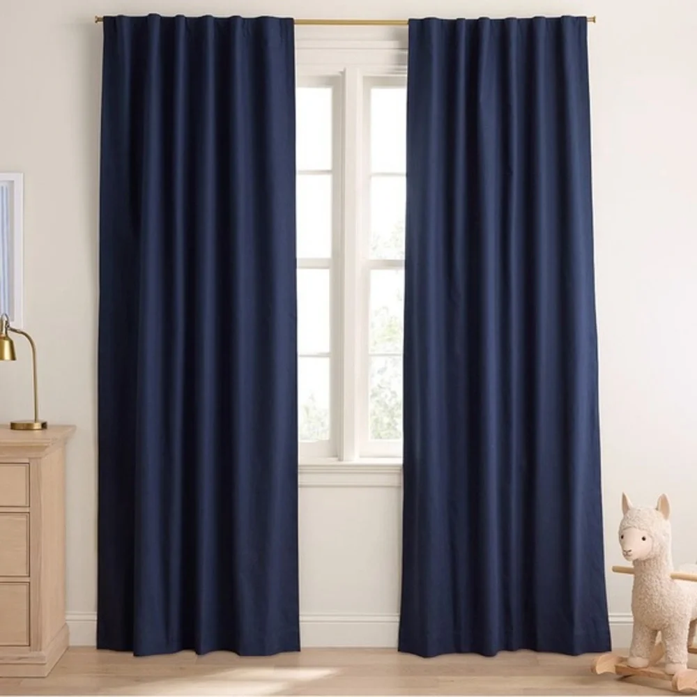 Pottery Barn Kids Quincy Navy Blackout Curtain Panels 44x96 Set of 2